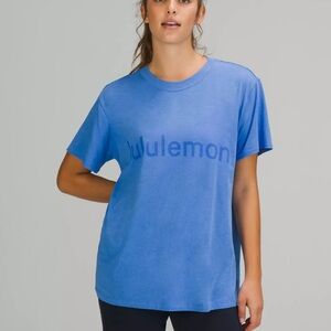 Lululemon Logo Training T-Shirt Tee Blue Activewear Top L